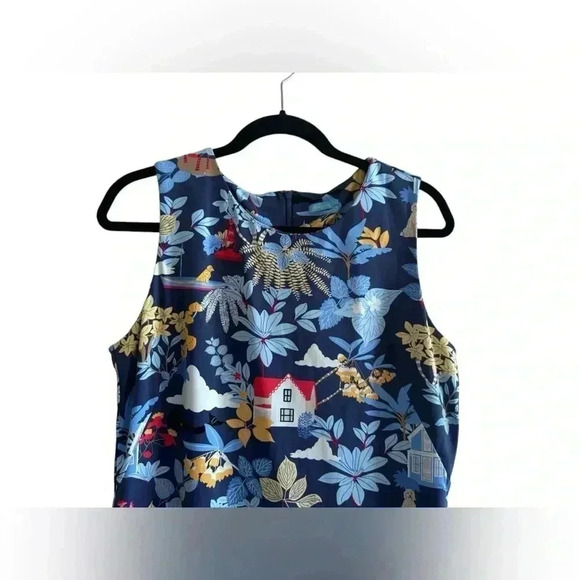 J.McLaughlin Sophia Print Knit Crew Neck Sleeveless Sheath Dress Size L - Picture 9 of 13